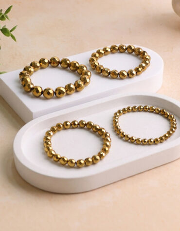golden hematite faceted bracelet 6 mm