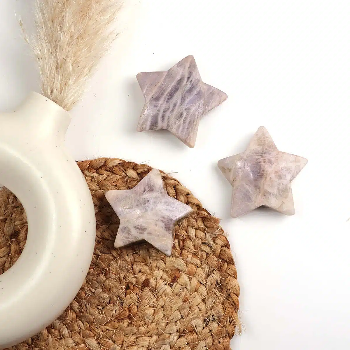 Shubhanjali-Blue Moonstone Carved Star (1) Shop Natural Blue Moonstone Crystal Carved Polished Star, Blue Flash