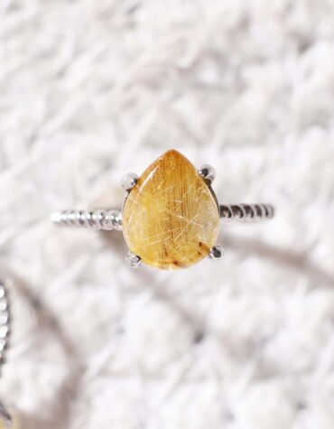 Shop Natural Golden Rutile In Silver Ring Drop Shape