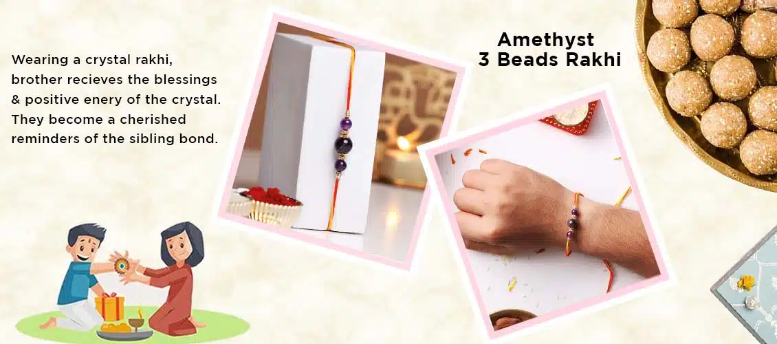 Shop Amethyst 3 Beads Rakhi