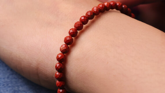 Red Jasper Bracelet In 4mm Faceted Beads