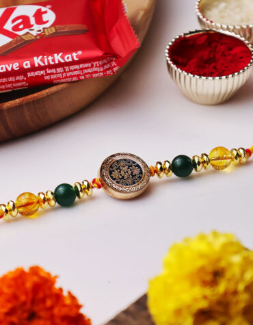 Shop Money Magnet Rakhi In Citrine, Green Jade & Hematite