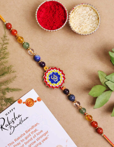 Shop Natural Crystal 7 Chakra Rakhi With Multi Colour Om