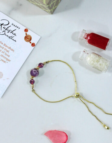 Shop Natural Amethyst 3 Beads Crystal Rakhi
