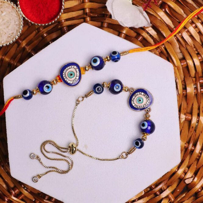 Shop Evil Eye Meena Charm Rakhi