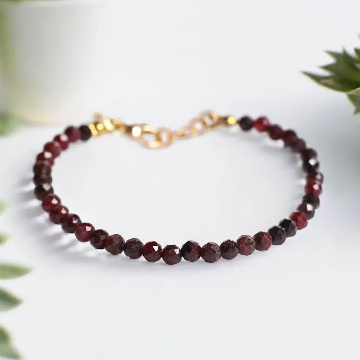 Shubhanjali-Garnet Bracelet In 4mm (1) Shop Garnet Crystal Bracelet In 4mm Beads Faceted
