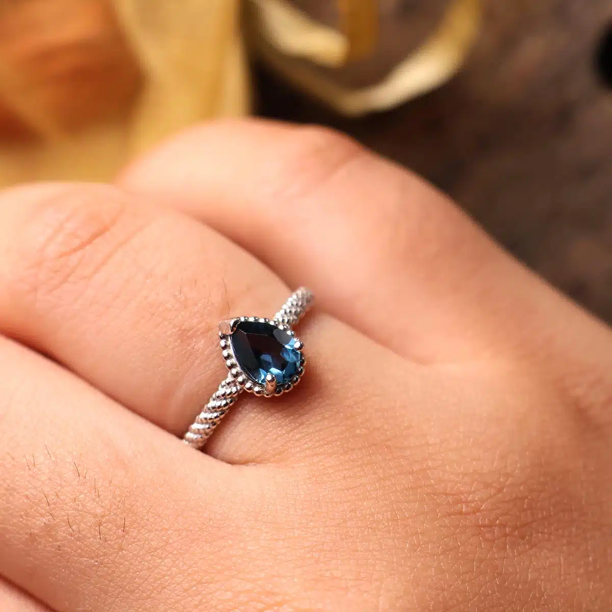 Shubhanjali-London Blue Topaz In Silver Ring (4) Shop Natural London Blue Topaz In Silver Ring