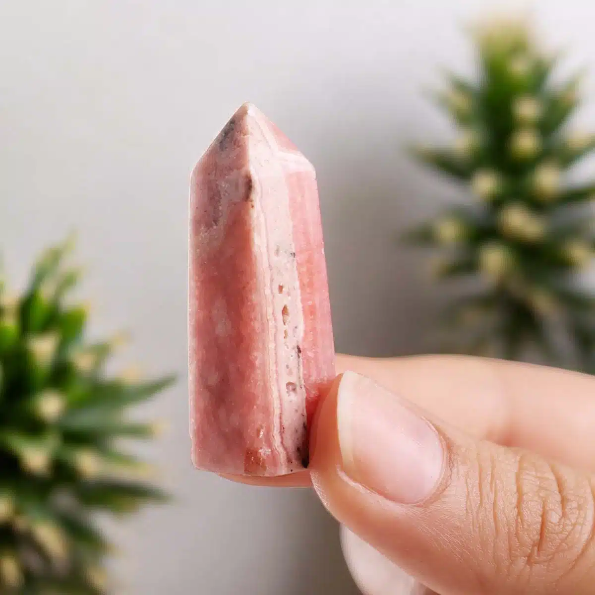 Shubhanjali-Rhodochrosite Tower Point (2) Shop Natural Rhodochrosite Tower Point