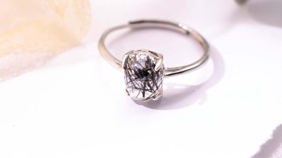 Black Rutile Silver Ring