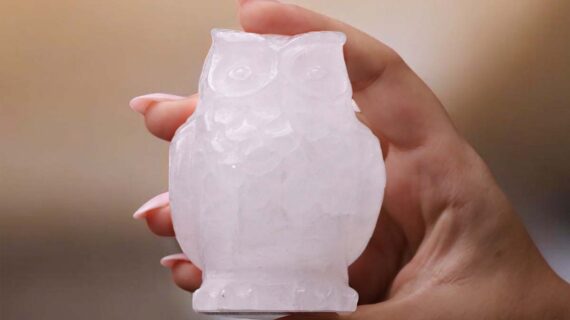 Clear Quartz Carved Owl 3 Inches