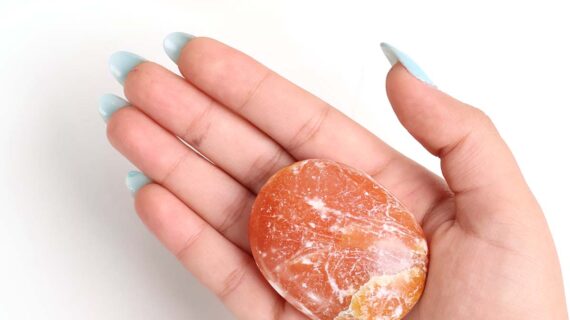 Orange Calcite Palm Stone