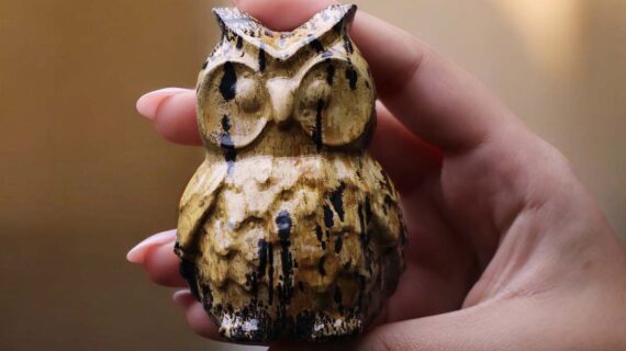 Picture Jasper Carved Owl 3 Inches