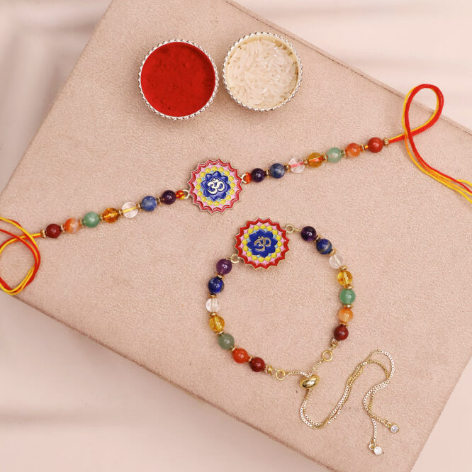 Shop Natural Crystal 7 Chakra Rakhi With Multi Colour Om