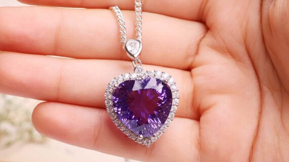 Amethyst Big Heart Pendant In Silver