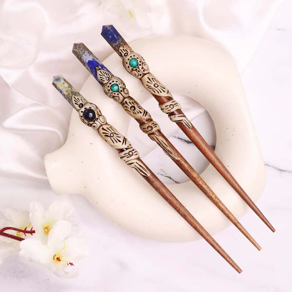Shubhanjali-Lapis Lazuli Hair Bun Stick (1) Shop Lapis Lazuli Hair Bun Stick