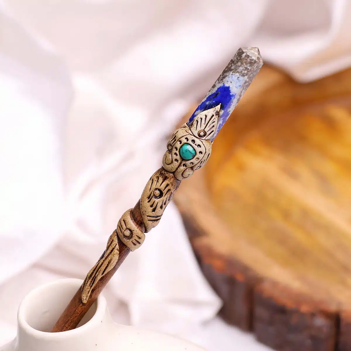 Shubhanjali-Lapis Lazuli Hair Bun Stick (2) Shop Lapis Lazuli Hair Bun Stick