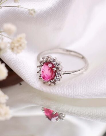 Shop Natural Pink Tourmaline Crystal Oval Ring In Silver