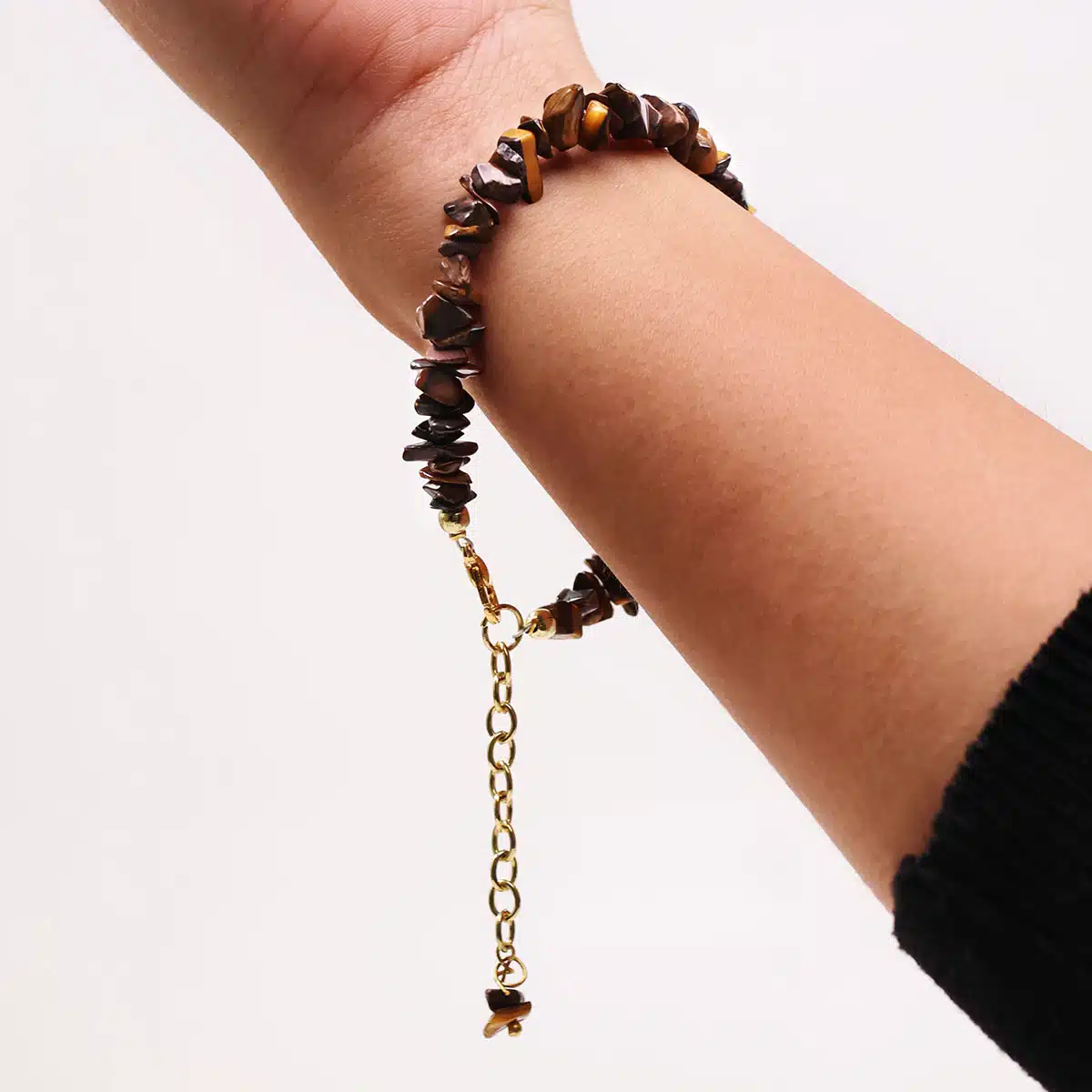Shubhanjali-Tiger Eye Chips Chain Bracelet (1) Shop Tiger Eye Crystal Chips Chain Bracelet