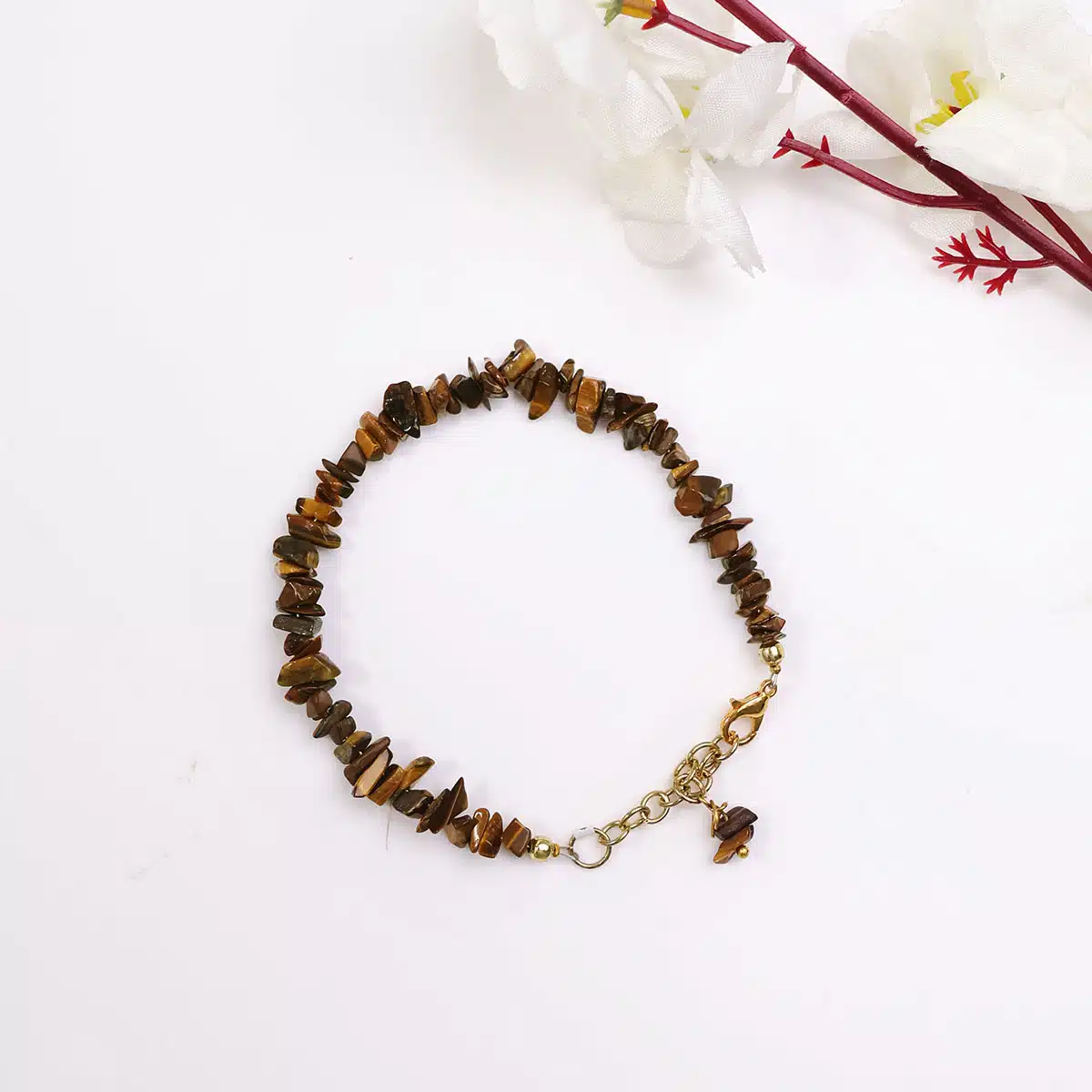 Shubhanjali-Tiger Eye Chips Chain Bracelet (2) Shop Tiger Eye Crystal Chips Chain Bracelet