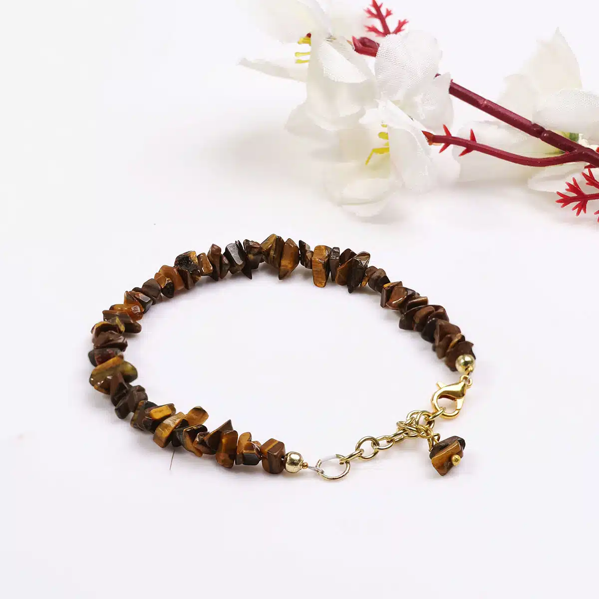 Shubhanjali-Tiger Eye Chips Chain Bracelet (3) Shop Tiger Eye Crystal Chips Chain Bracelet