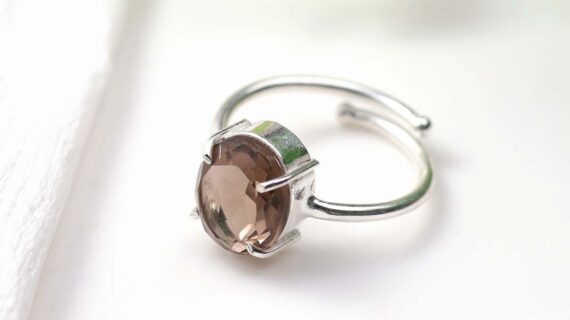 Smoky Quartz Diamond Cut Ring