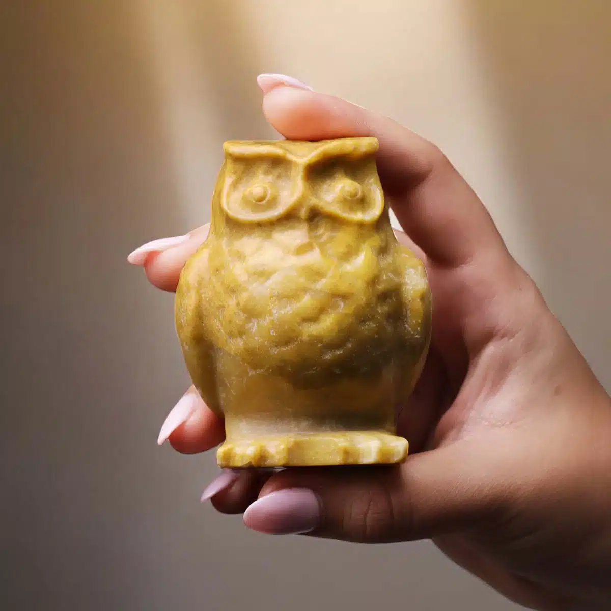 Yellow Jade Carved Owl-Shubhanjali (2) Shop Yellow Jade Crystal Carved Owl 3 Inches