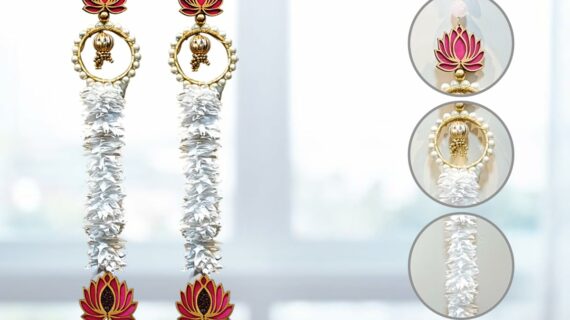 Jhumki Lotus Hanging Pair Handmade White Lotus Flower