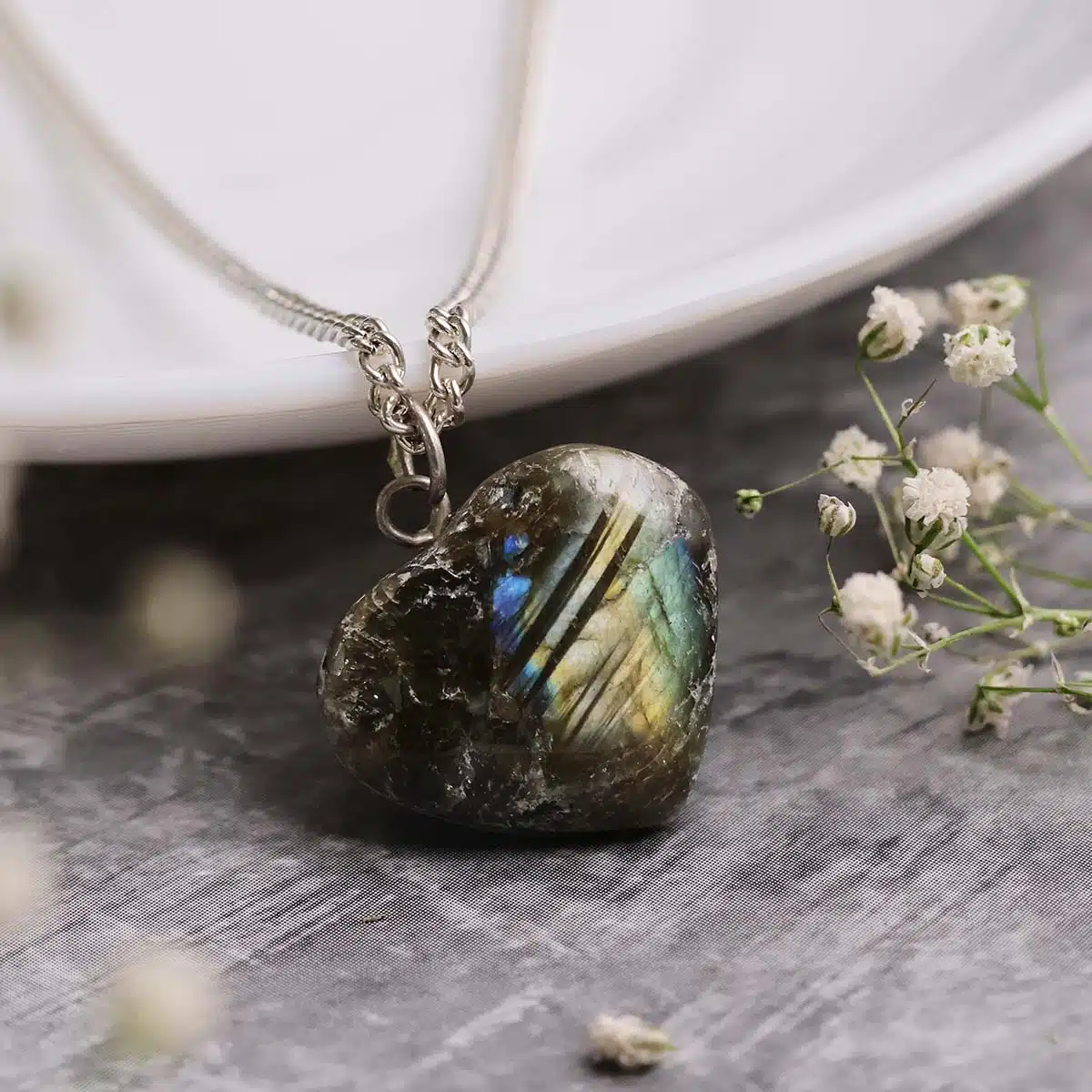 Labradorite Mini Heart Pendant-Shubhanjali (2) Shop Labradorite Crystal Mini Heart Pendant