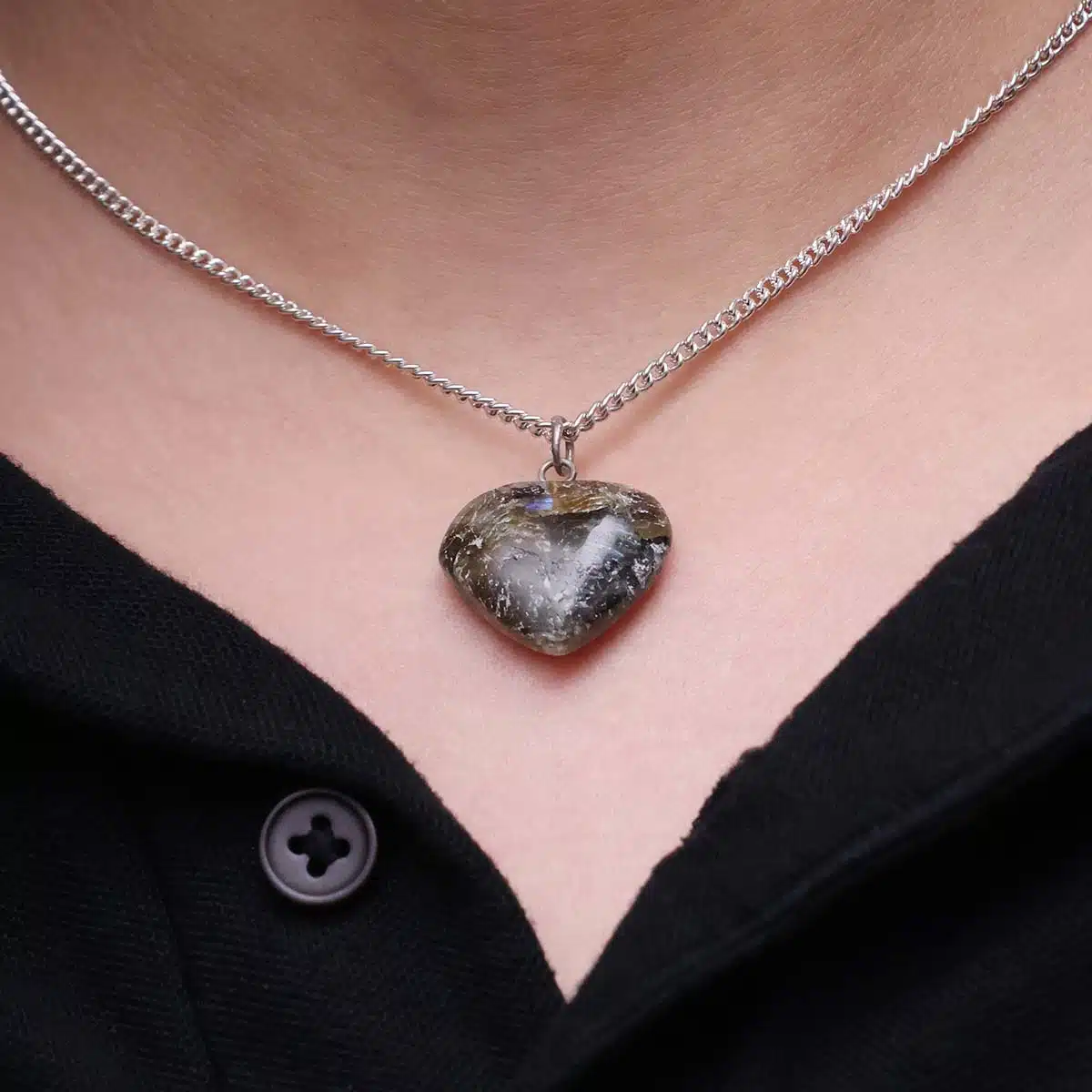 Labradorite Mini Heart Pendant-Shubhanjali (3) Shop Labradorite Crystal Mini Heart Pendant