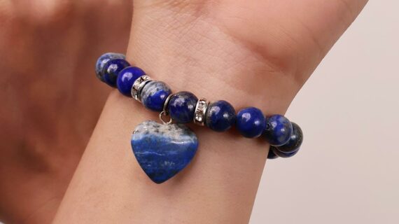 Lapis Lazuli Bracelet With Mini Heart Charm