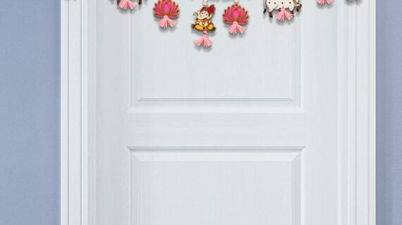 Lotus Toran MDF White Floral Ganesh Lotus Toran
