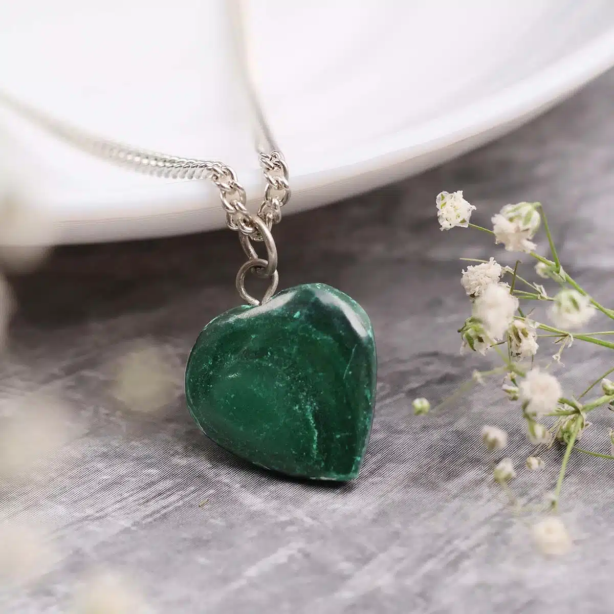 Malachite Mini Heart Pendant-Shubhanjali (1) Shop Malachite Crystal Mini Heart Pendant