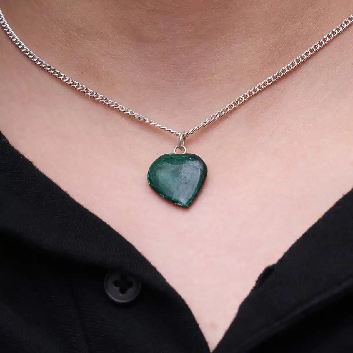 Malachite Mini Heart Pendant-Shubhanjali (2) Shop Malachite Crystal Mini Heart Pendant