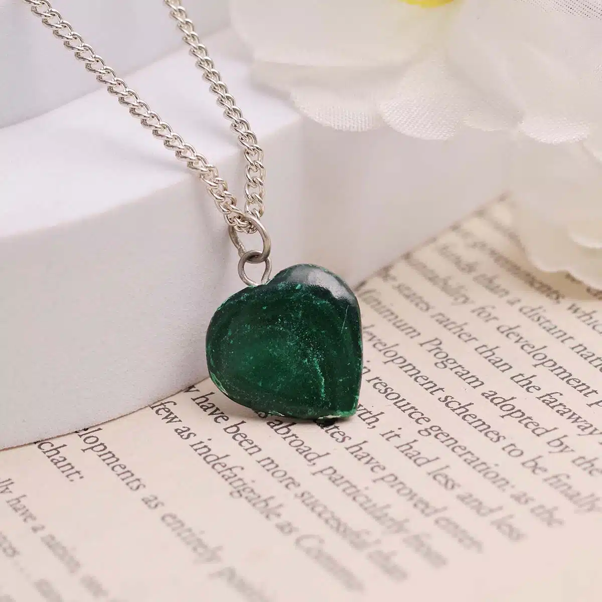 Malachite Mini Heart Pendant-Shubhanjali (3) Shop Malachite Crystal Mini Heart Pendant