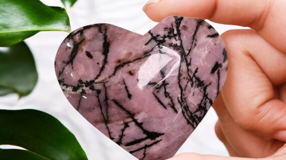 Rhodonite Stone In Heart Shape Carved