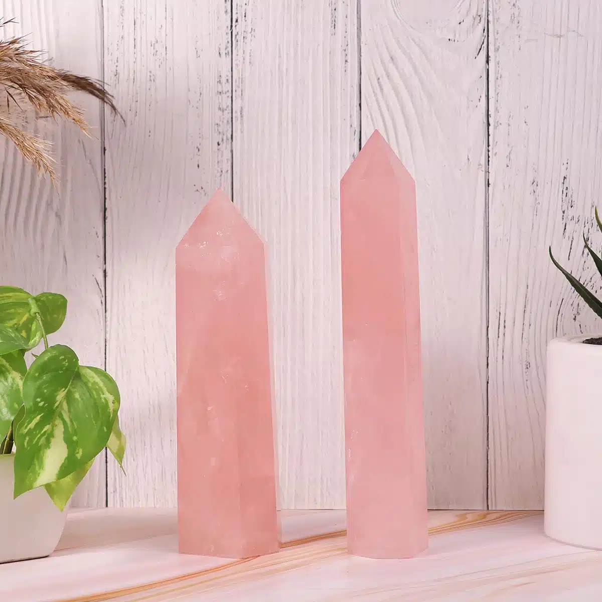 Rose Quartz Pencil Point Big (HQ)-Shubhanjali (4) Shop Natural Rose Quartz Crystal ( HQ )Pencil Point Big