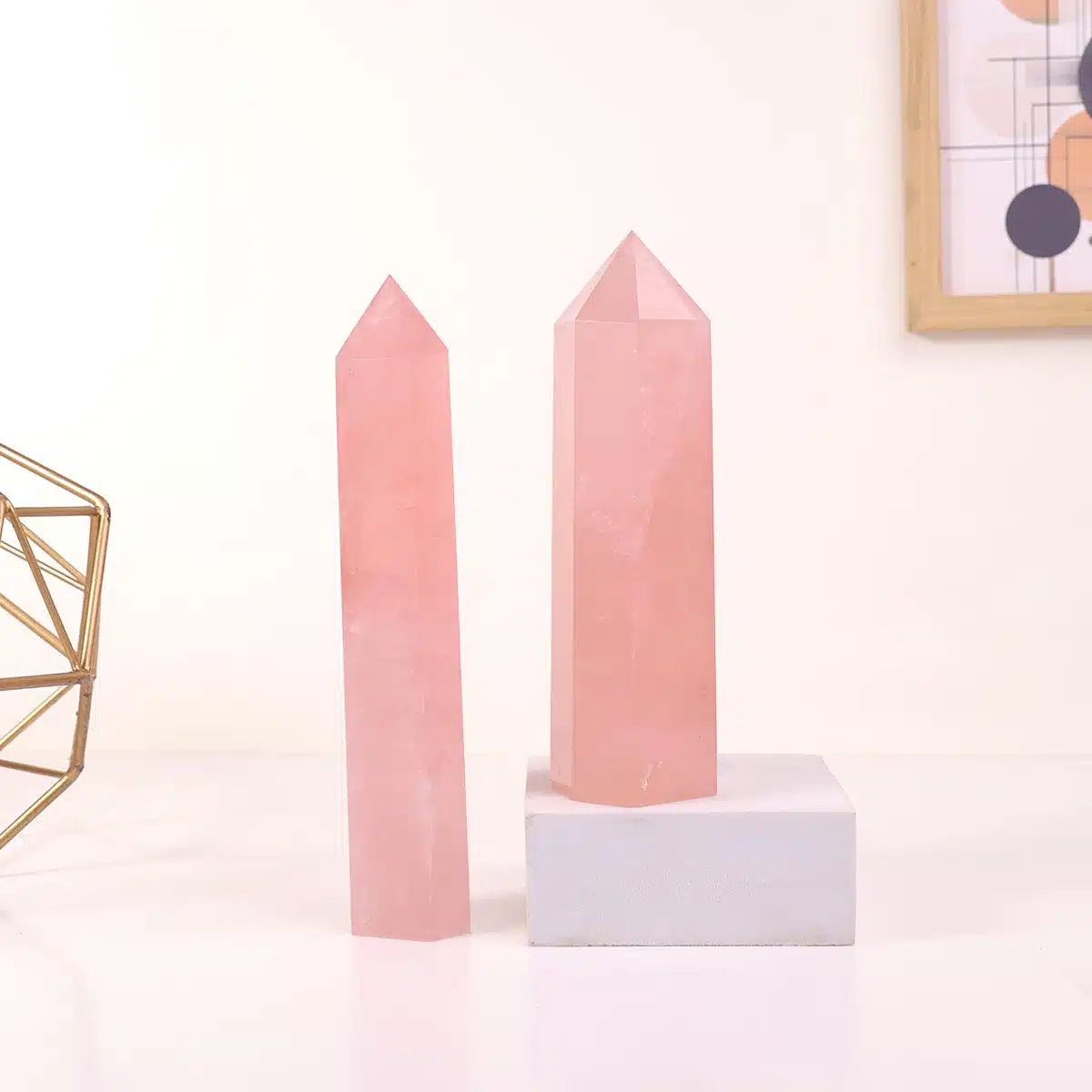 Rose Quartz Pencil Point Big (HQ)-Shubhanjali (5) Shop Natural Rose Quartz Crystal ( HQ )Pencil Point Big