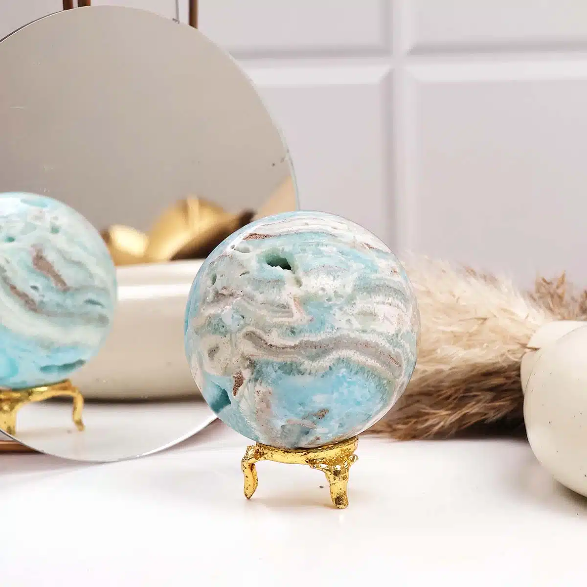 Hemimorphite Sphere Ball-Shubhanjali (4) Shop Natural Hemimorphite Crystal Sphere / Ball