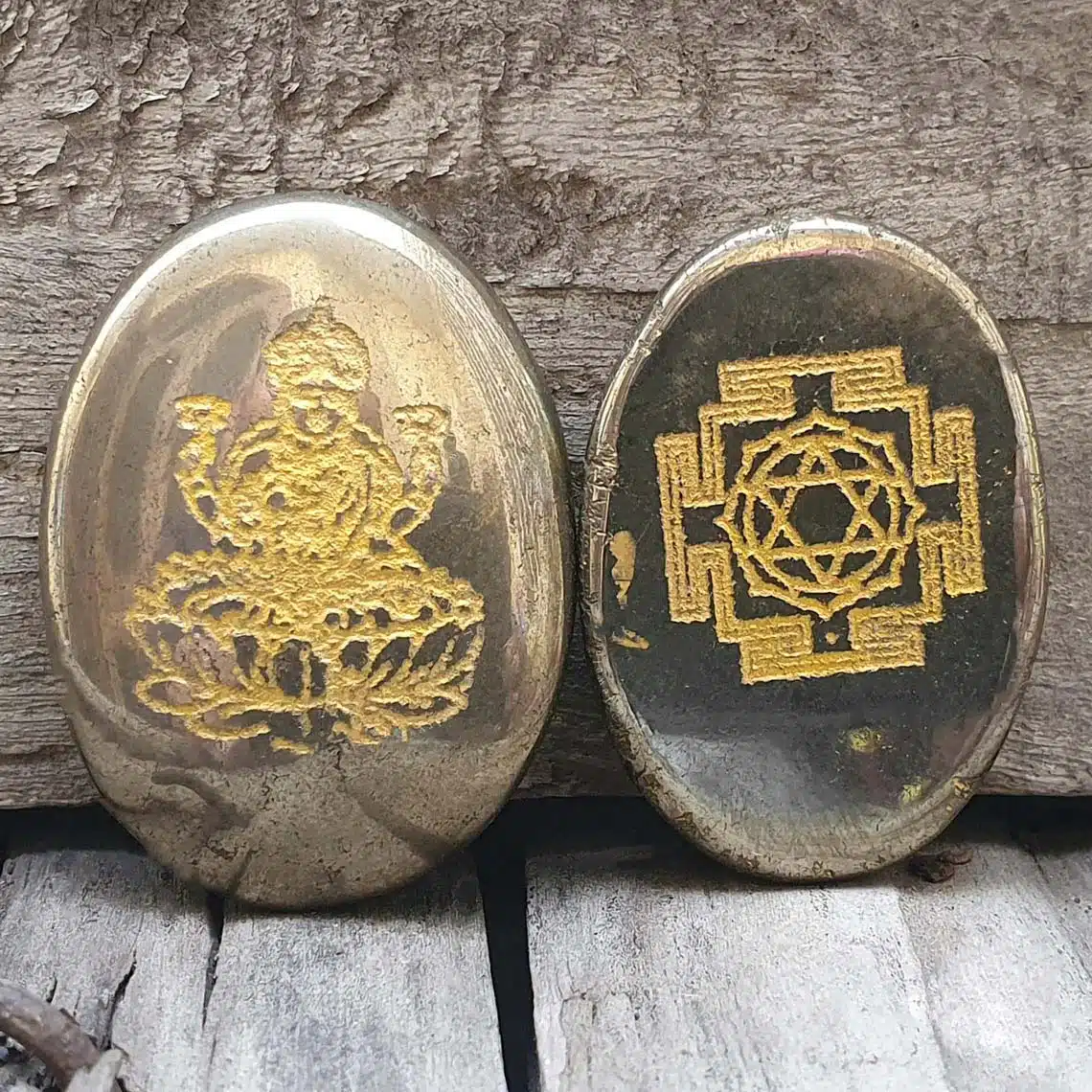 Shop Pyrite Crystal Laxmi, Shree Yantra Oval Switch