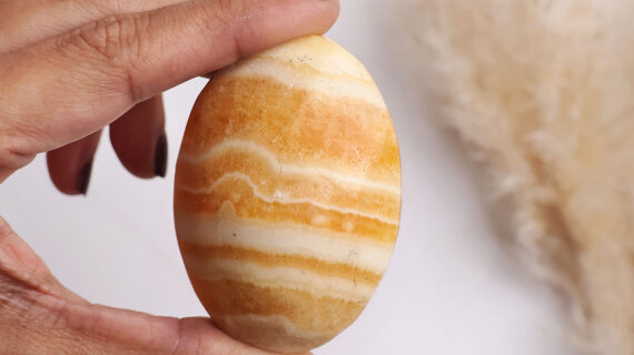 Yellow Calcite Palm Stone