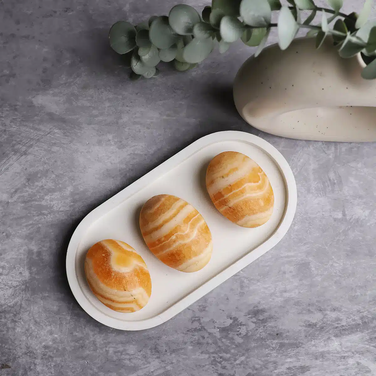 Yellow Calcite Palm Stone-Shubhanjali (5) Shop Crystal Yellow Calcite Palm Stone For Meditation