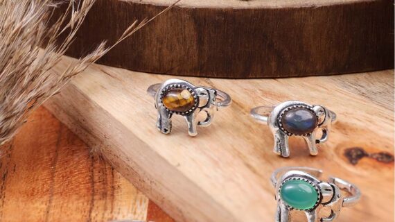 Elephant Design Small Stone Rings