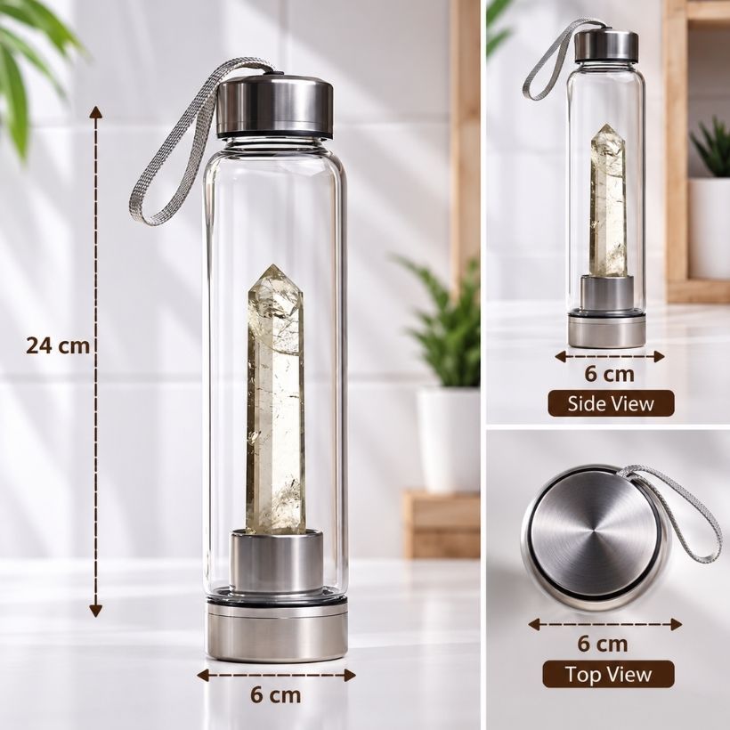 Glass Water Bottle With Citrine Pencil glass water bottle with citrine pencil