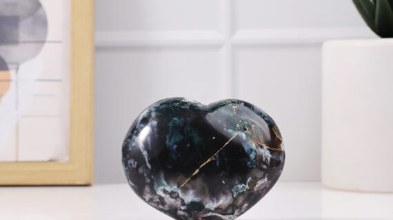 Ocean Jasper Stone In Heart Shape Carved