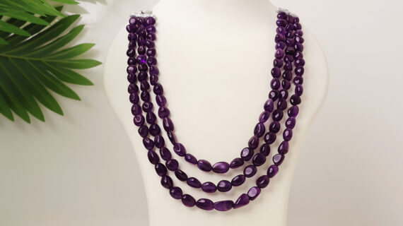 Amethyst Three Layer Tumble Necklace