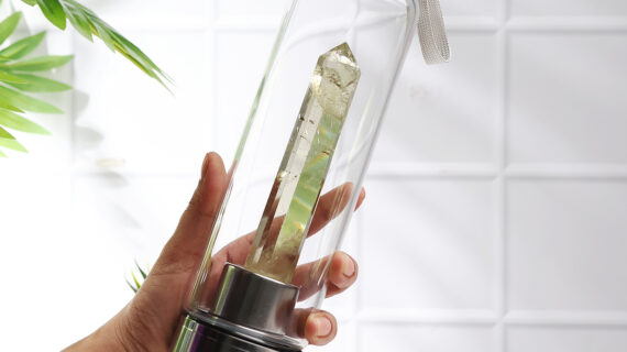 Glass Water Bottle With Citrine Pencil