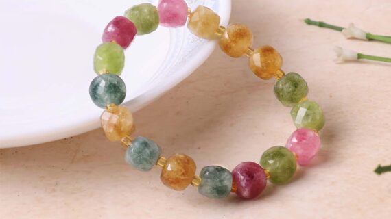 Multi Tourmaline Box Faceted Bracelet (Dyed)