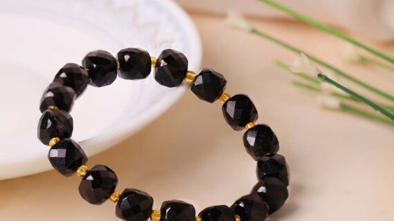 Black Tourmaline Box Faceted Bracelet
