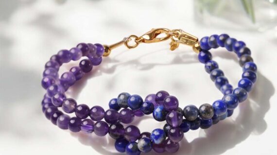 Lapis & Amethyst Knot Bracelet 4mm