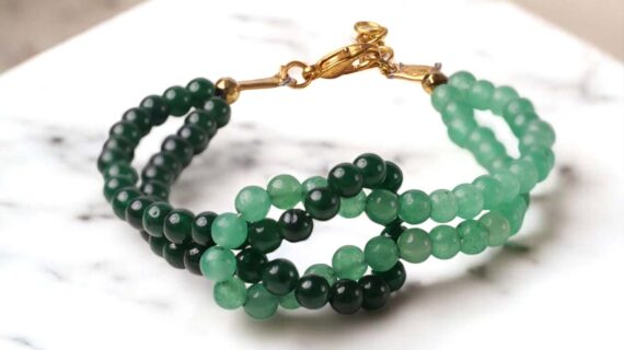 Green Jade & Green Aventurine Knot Bracelet 4mm